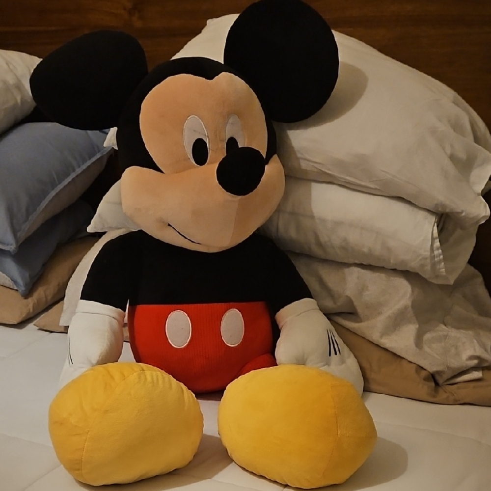 Disney Mickey Mouse Plush Pillow in Black, Red, and Yellow